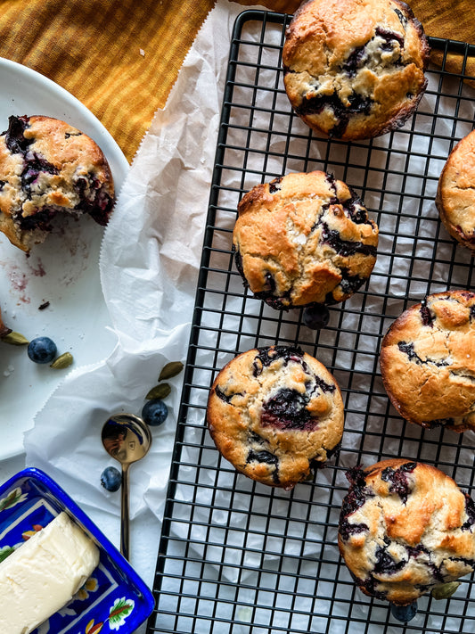 Lemon Cardamom Blueberry Muffins