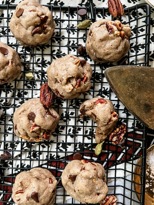 Chai Dark Chocolate Salted and Toasted Pecan Cookies